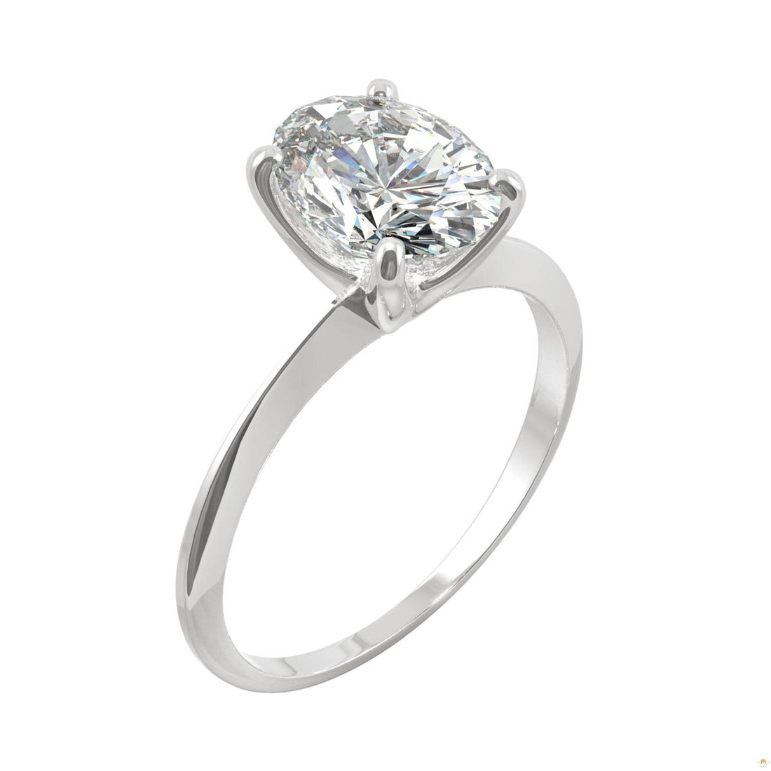 2.10 CTW   Oval Moissanite Engagement Ring in 14K White Gold
