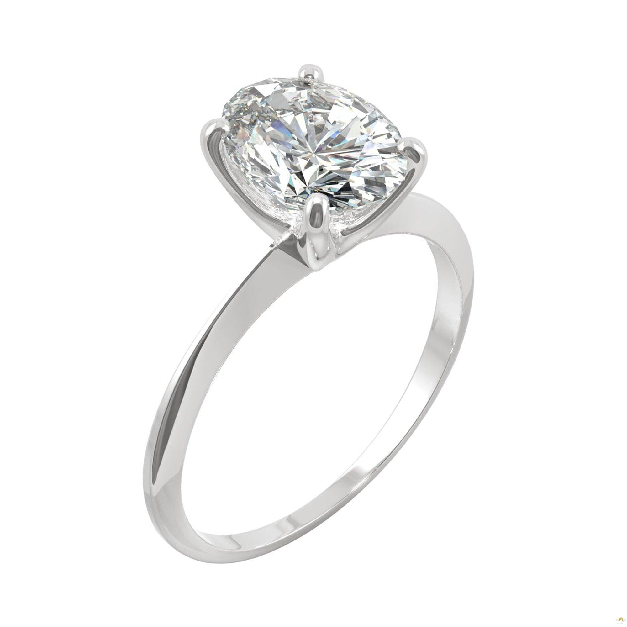 2.10 CTW   Oval Moissanite Engagement Ring in 14K White Gold