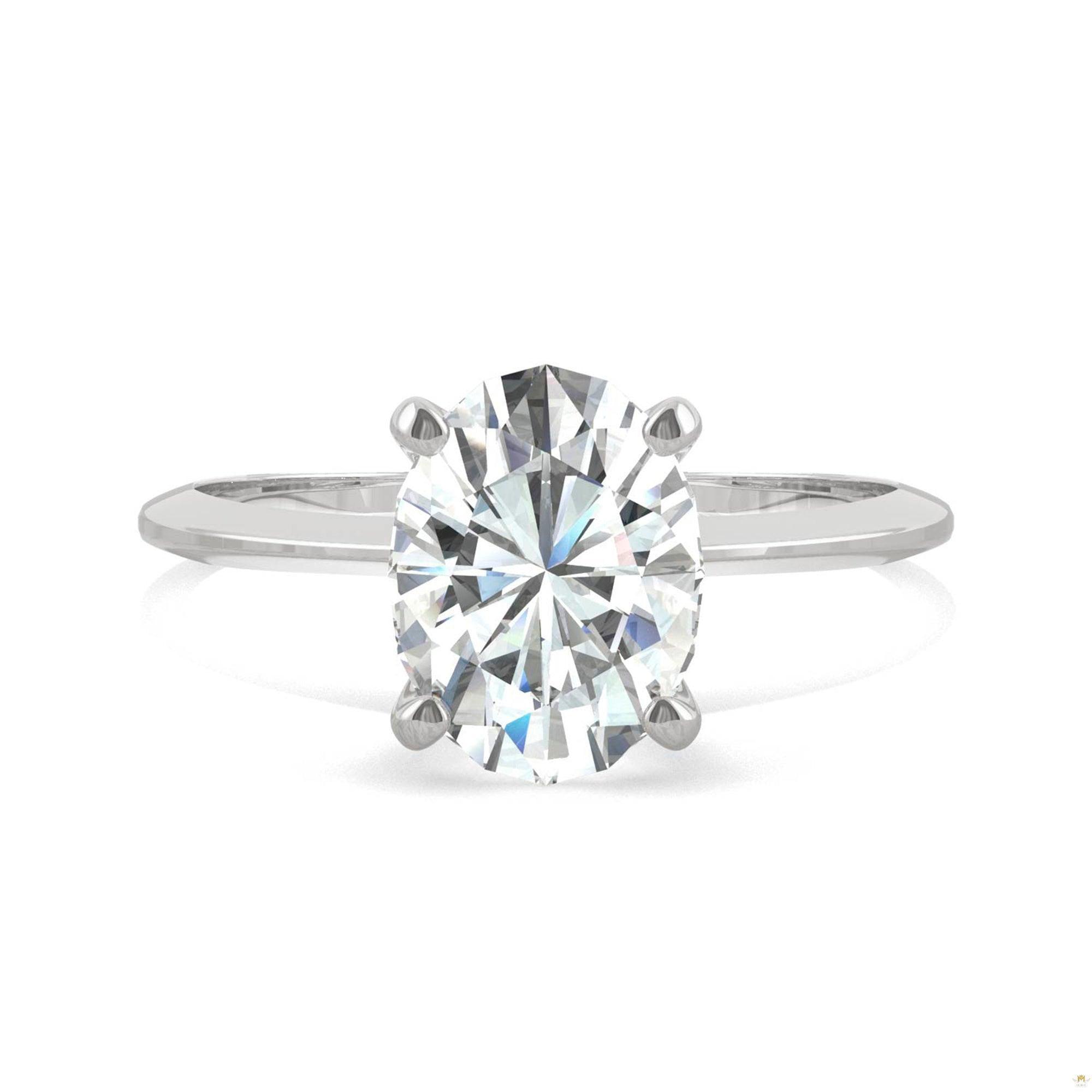 2.10 CTW   Oval Moissanite Engagement Ring in 14K White Gold