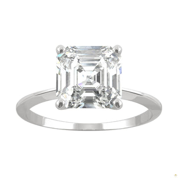 2.21 CTW   Asscher Moissanite Engagement Ring in 14K White Gold