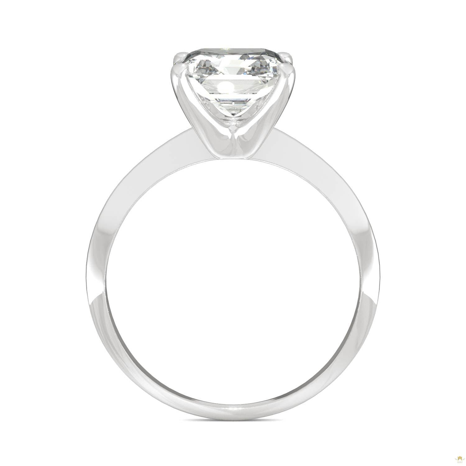 2.21 CTW   Asscher Moissanite Engagement Ring in 14K White Gold