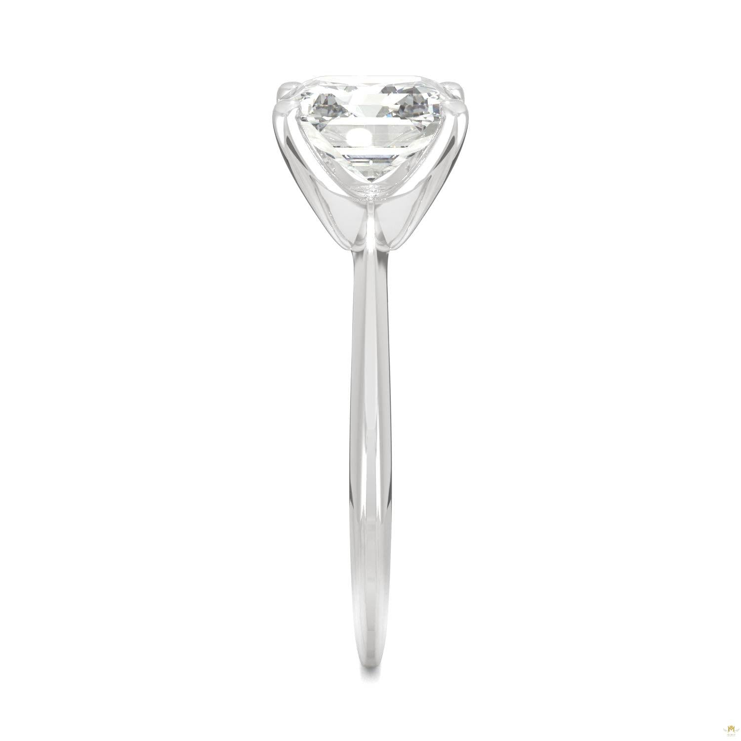2.21 CTW   Asscher Moissanite Engagement Ring in 14K White Gold
