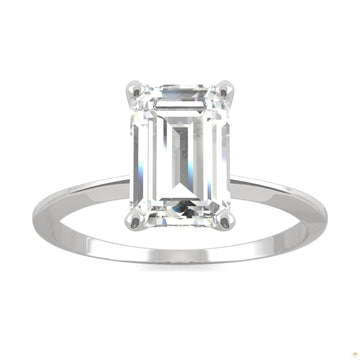2.52 CTW   Emerald Moissanite Engagement Ring in 14K White Gold