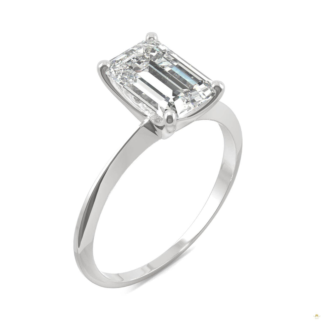 2.52 CTW   Emerald Moissanite Engagement Ring in 14K White Gold
