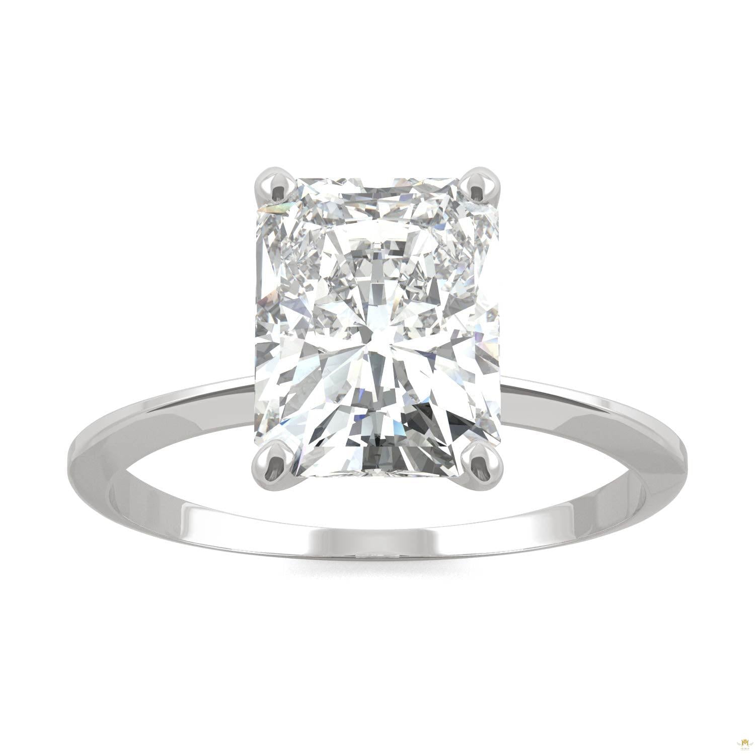 2.70 CTW   Radiant Moissanite Engagement Ring in 14K White Gold