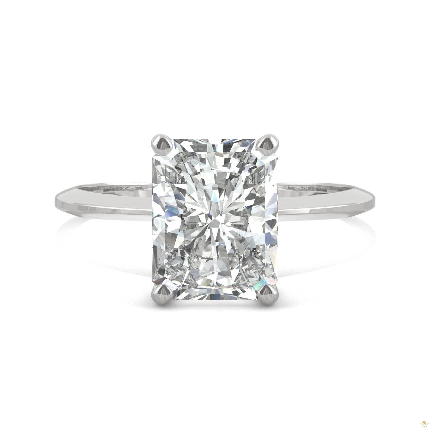 2.70 CTW   Radiant Moissanite Engagement Ring in 14K White Gold
