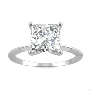 1.92 CTW   Square Moissanite Engagement Ring in 14K White Gold