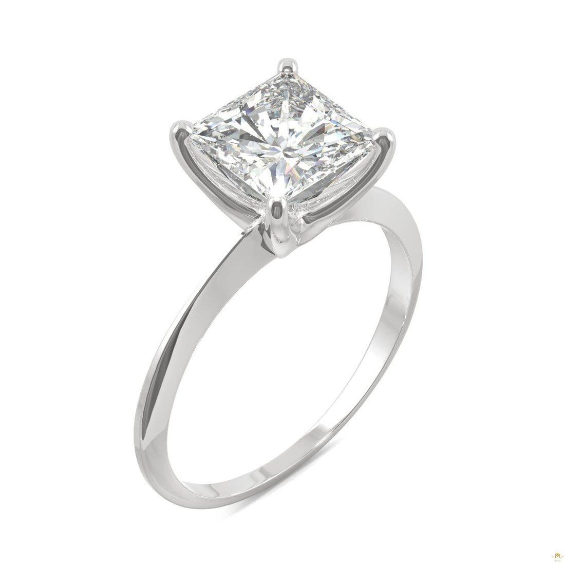 1.92 CTW   Square Moissanite Engagement Ring in 14K White Gold