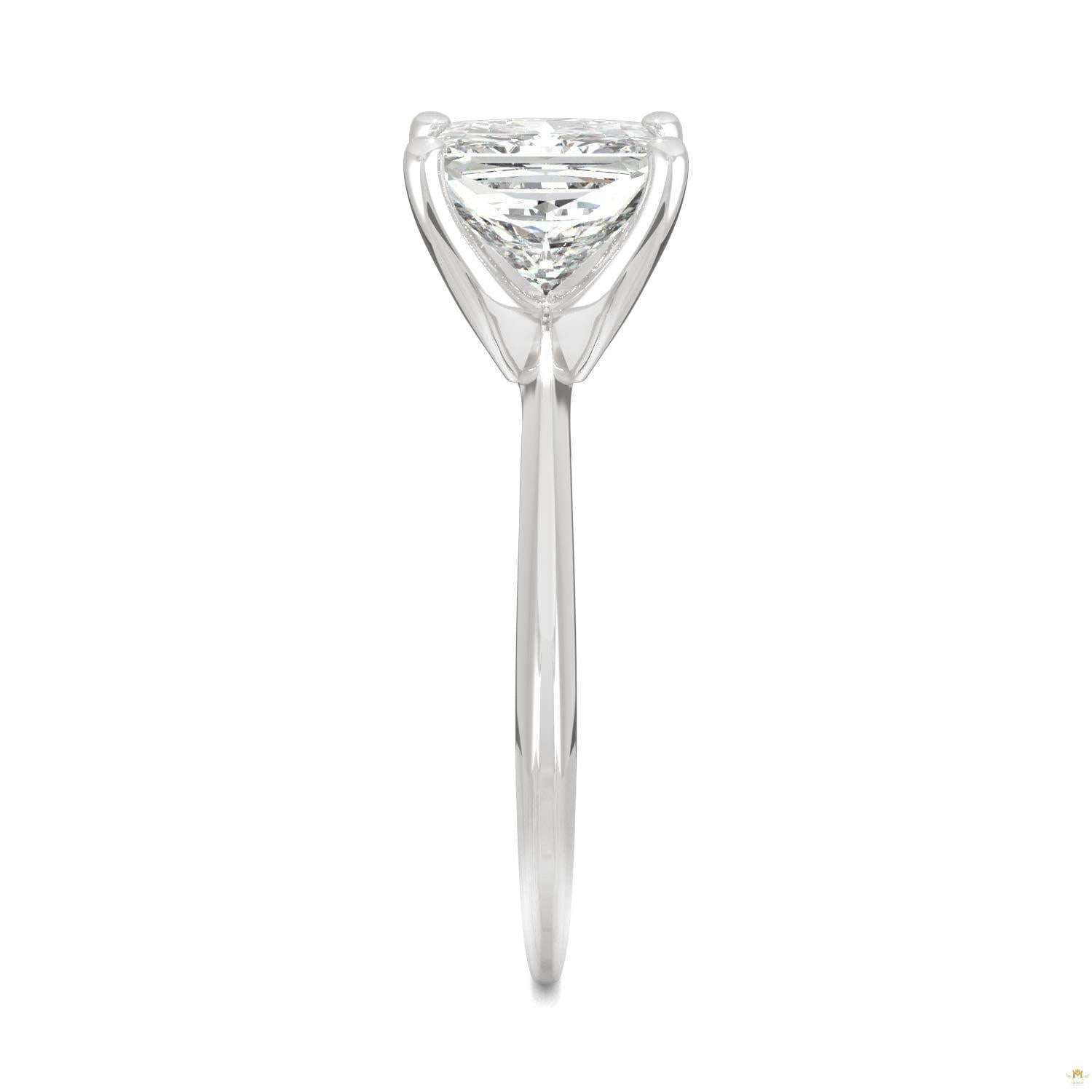 1.92 CTW   Square Moissanite Engagement Ring in 14K White Gold