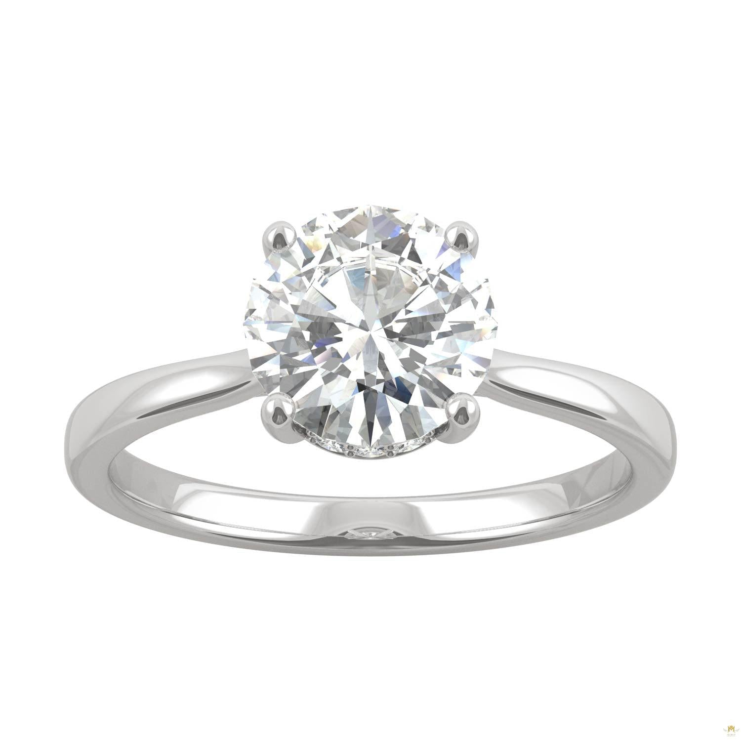 1.58 CTW   Round Moissanite Engagement Ring in 14K White Gold