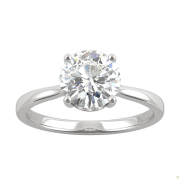 1.58 CTW   Round Moissanite Engagement Ring in 14K White Gold