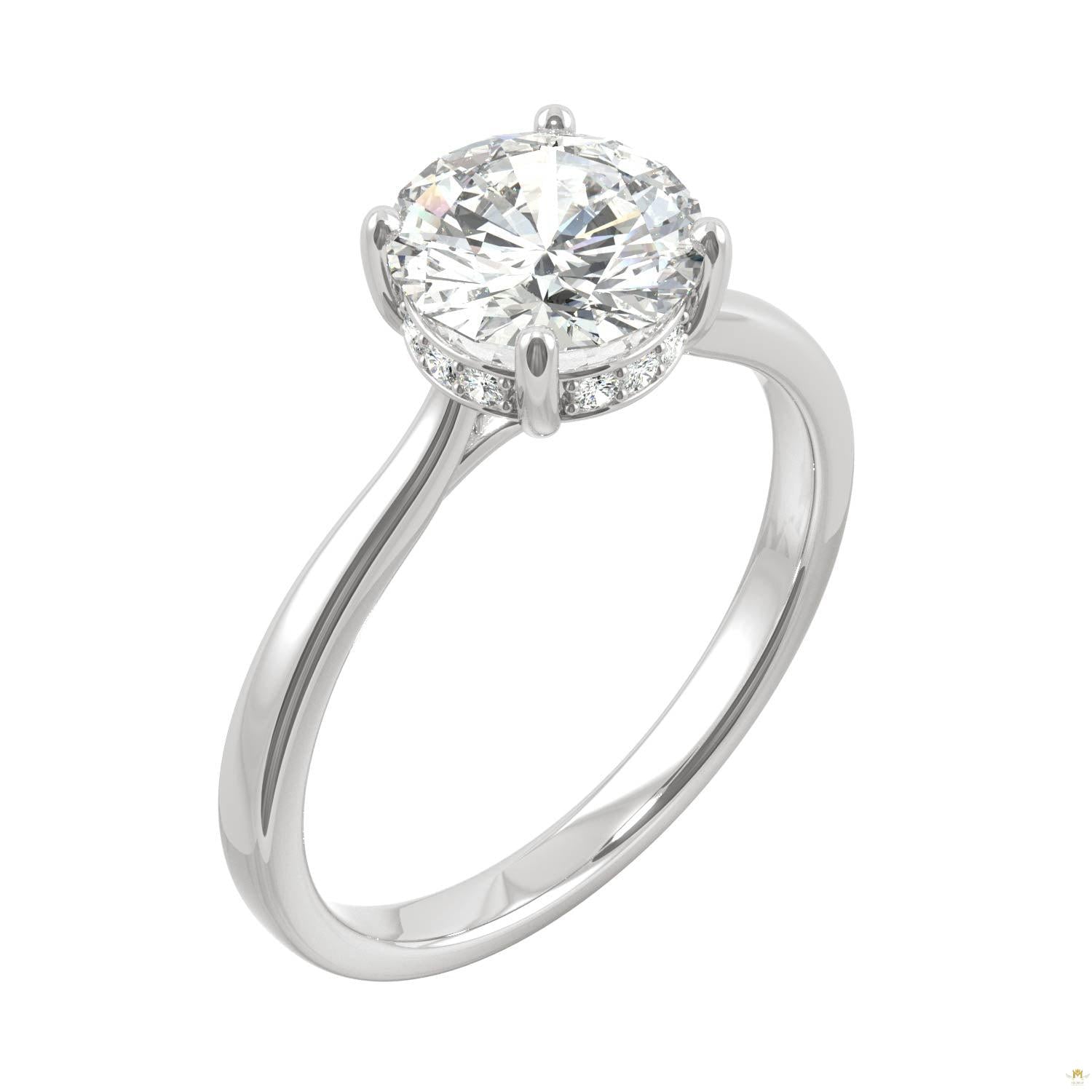 1.58 CTW   Round Moissanite Engagement Ring in 14K White Gold