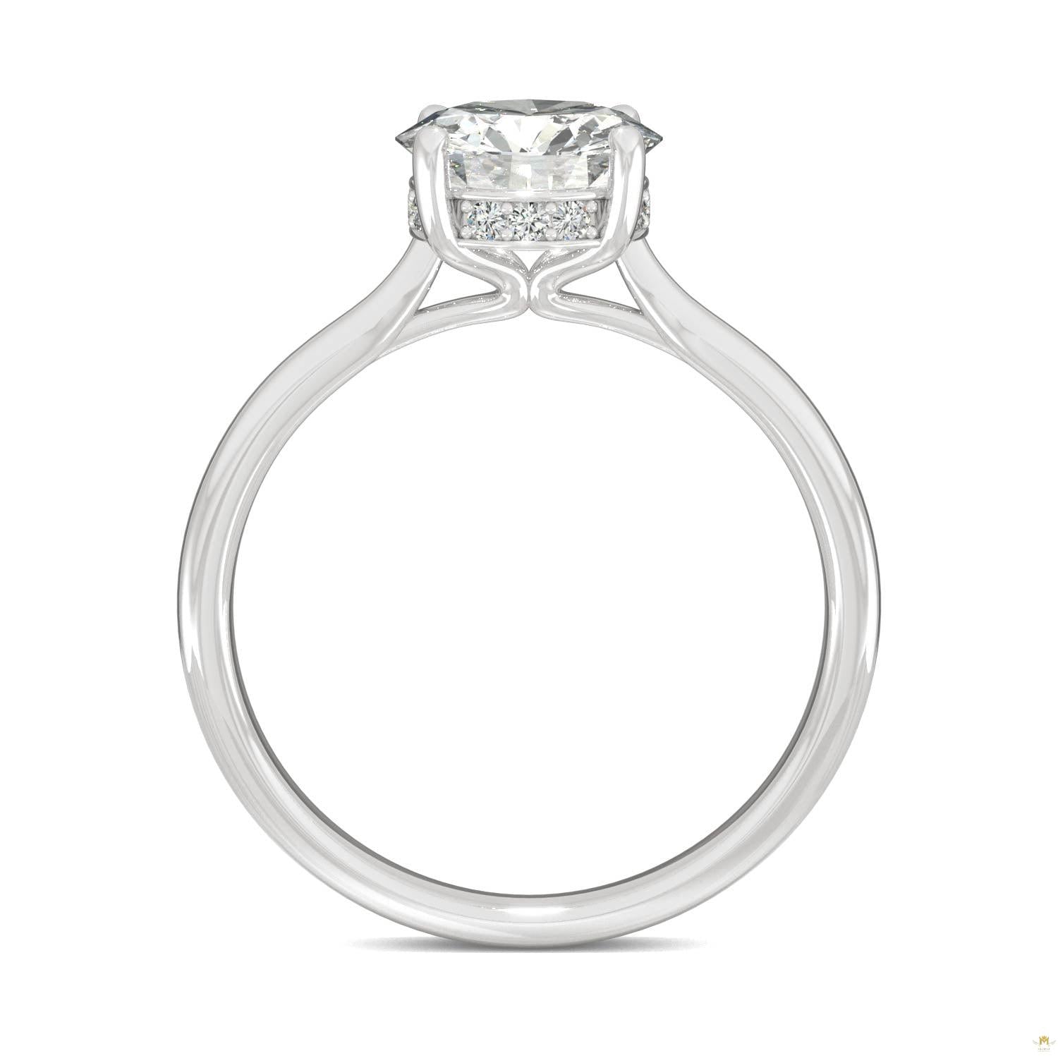 1.58 CTW   Round Moissanite Engagement Ring in 14K White Gold