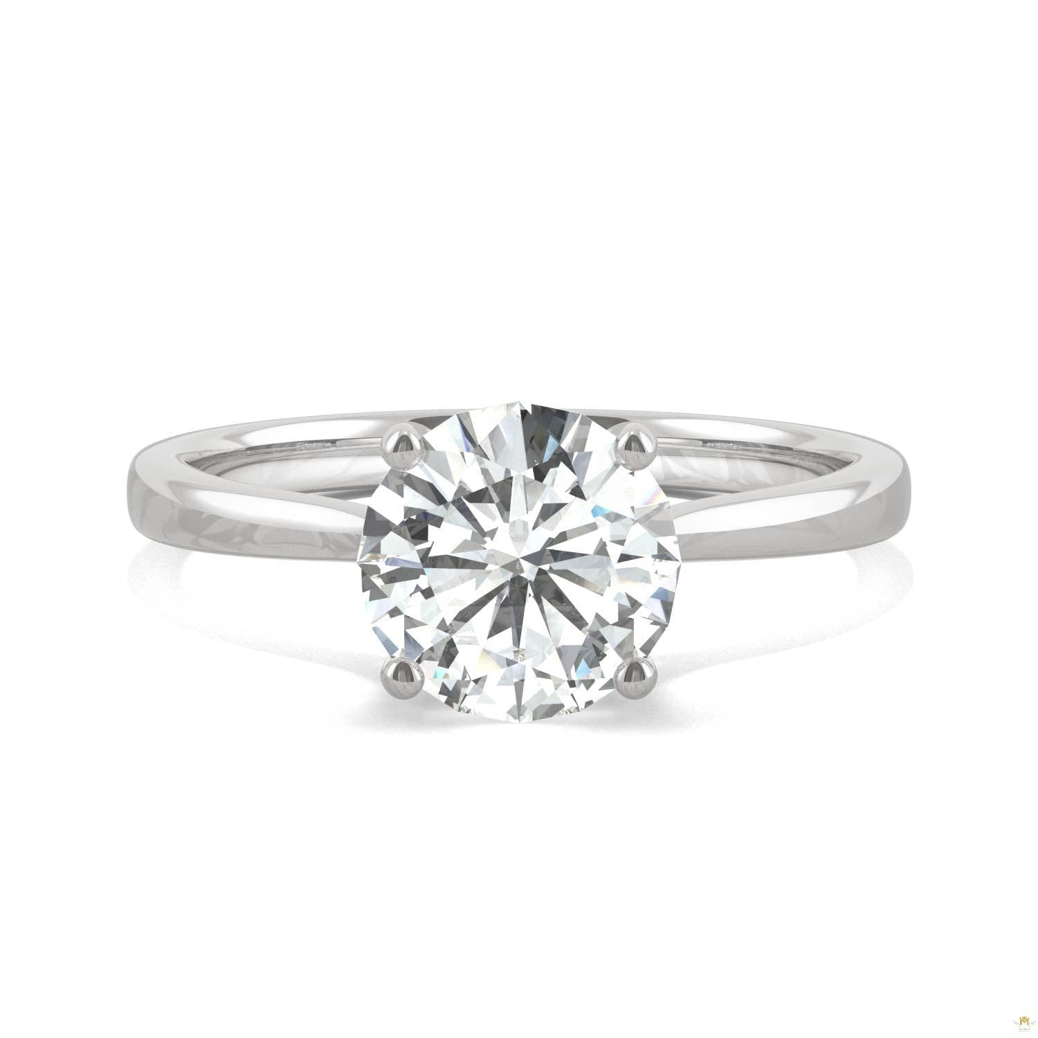 1.58 CTW   Round Moissanite Engagement Ring in 14K White Gold