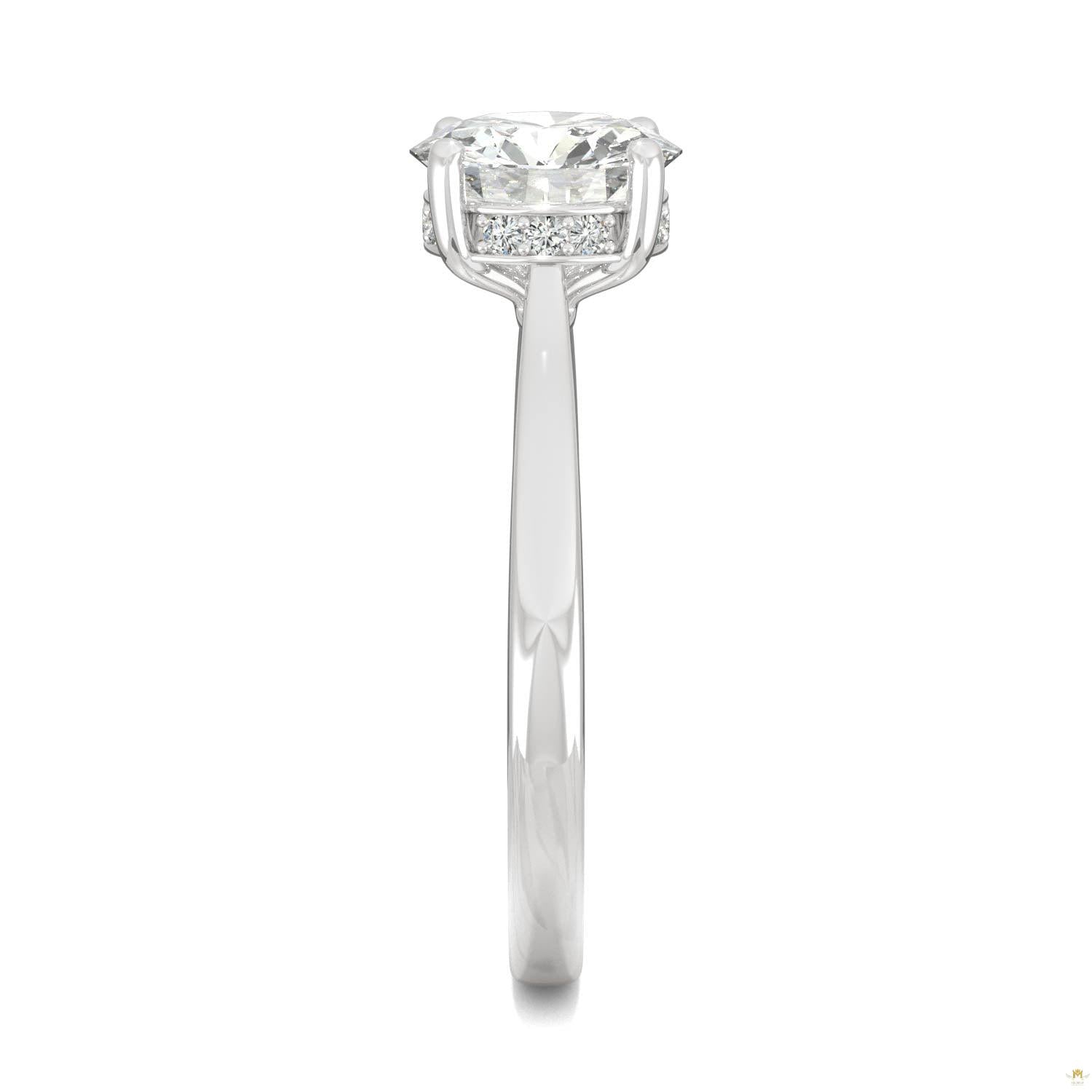 1.58 CTW   Round Moissanite Engagement Ring in 14K White Gold