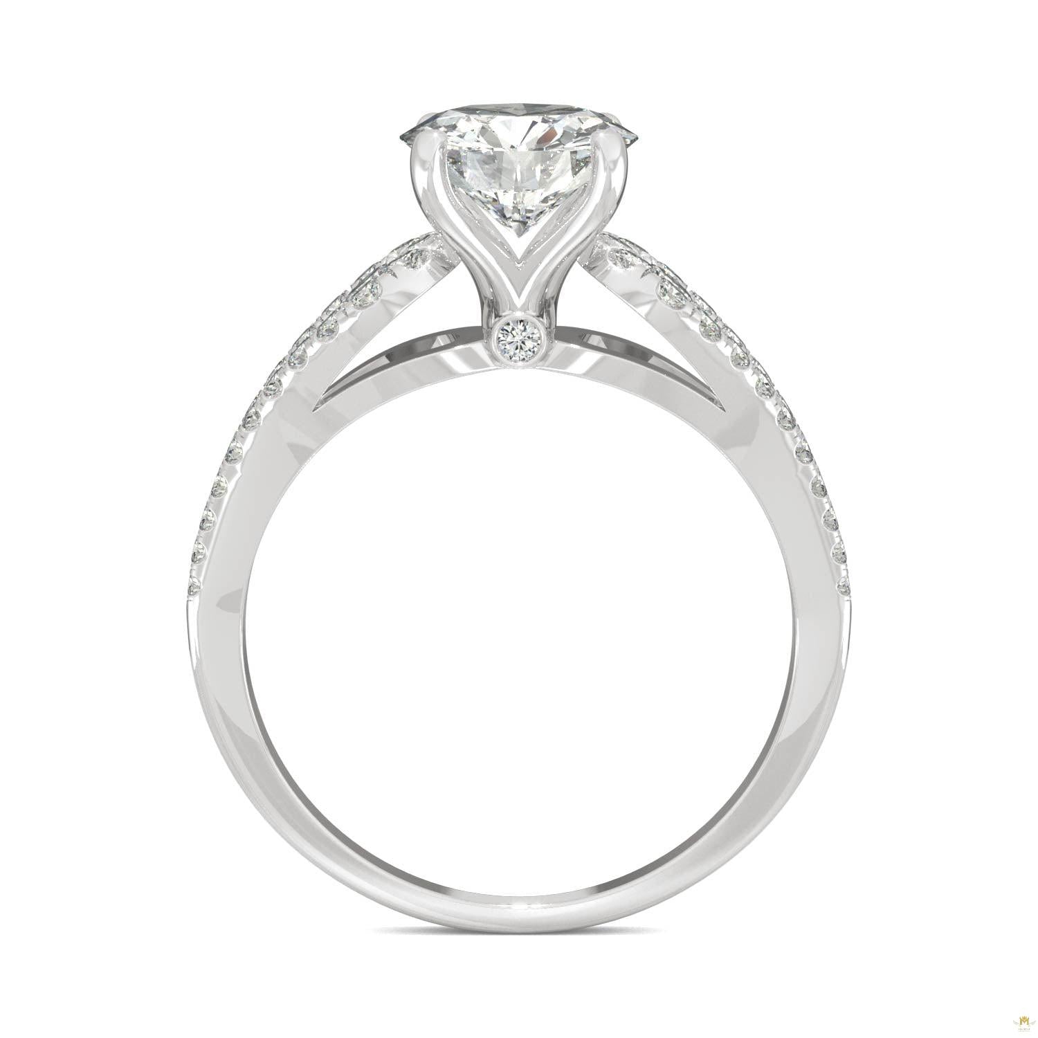 2.08 CTW   Round Moissanite Engagement Ring in 14K White Gold