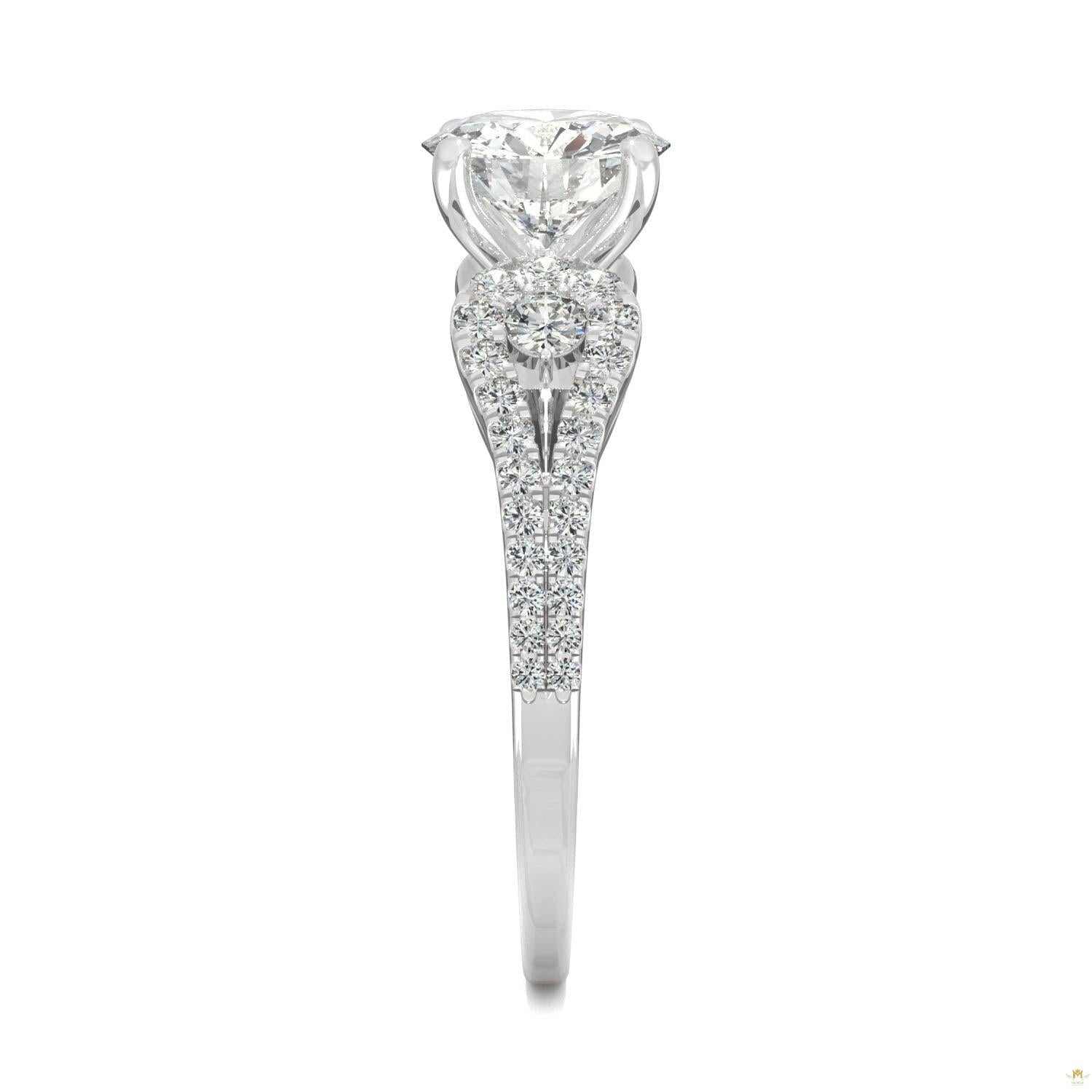 2.08 CTW   Round Moissanite Engagement Ring in 14K White Gold