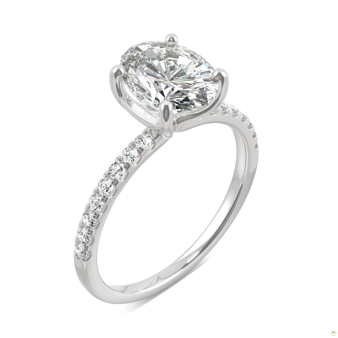 2.34 CTW   Oval Moissanite Basket Ring in 14K White Gold