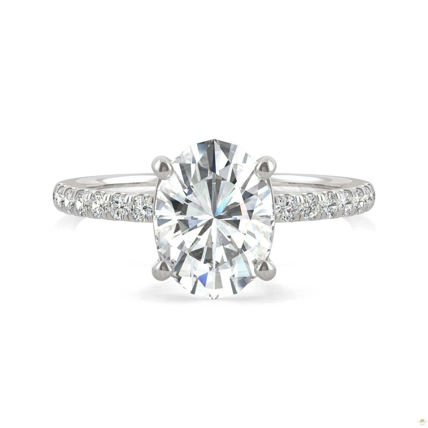 2.34 CTW   Oval Moissanite Basket Ring in 14K White Gold