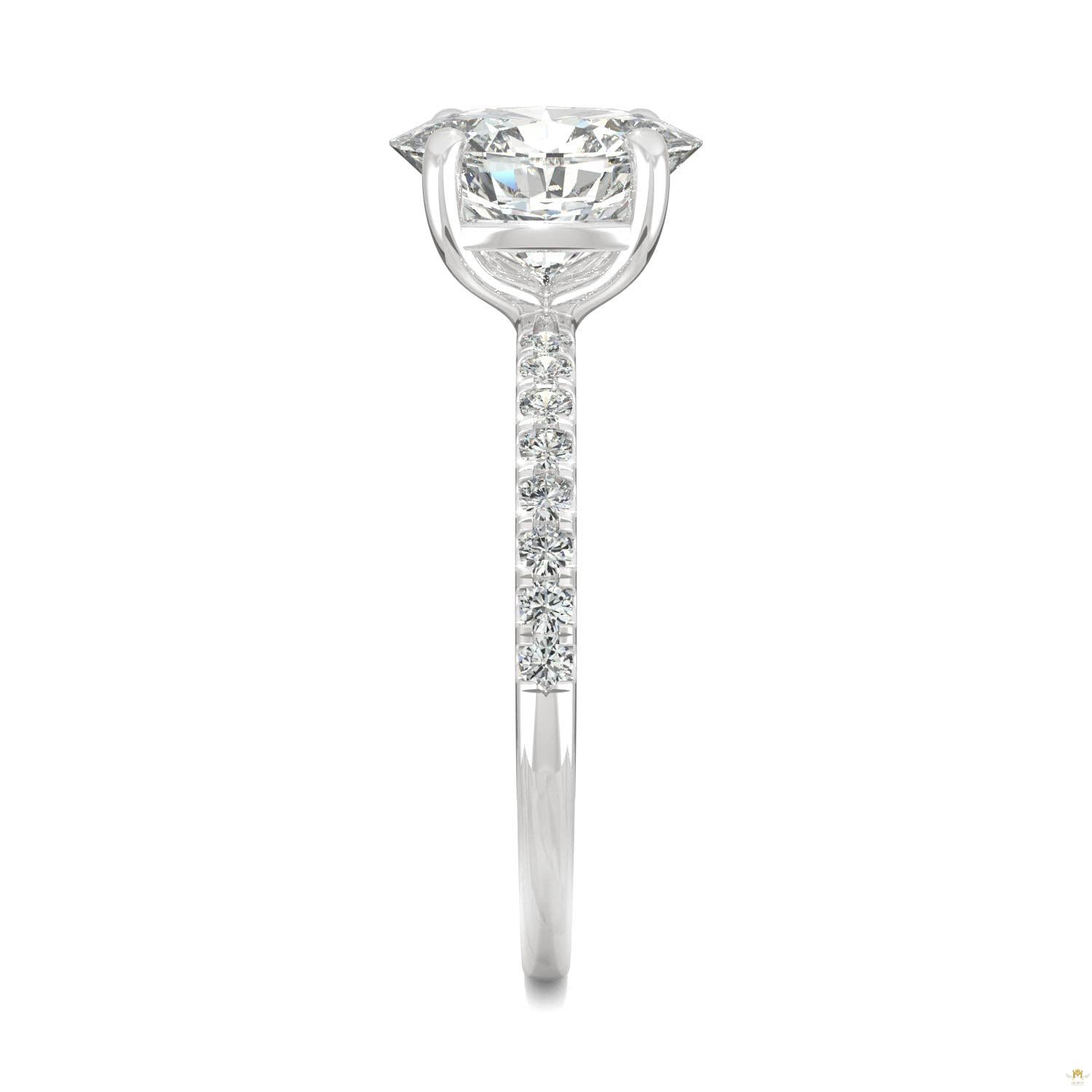 2.34 CTW   Oval Moissanite Basket Ring in 14K White Gold