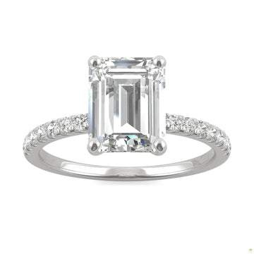 2.76 CTW   Emerald Moissanite Basket Ring in 14K White Gold