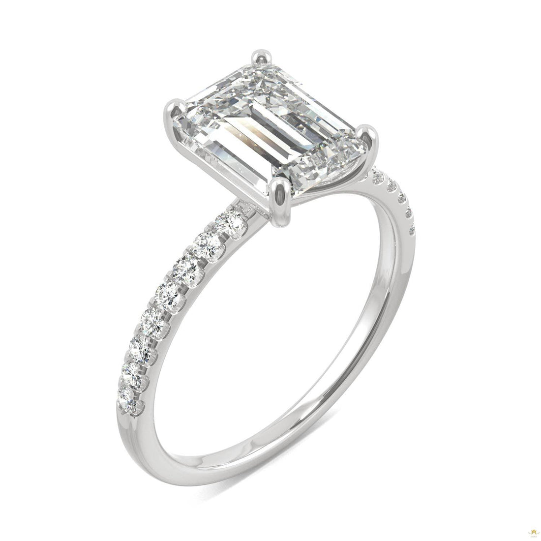 2.76 CTW   Emerald Moissanite Basket Ring in 14K White Gold