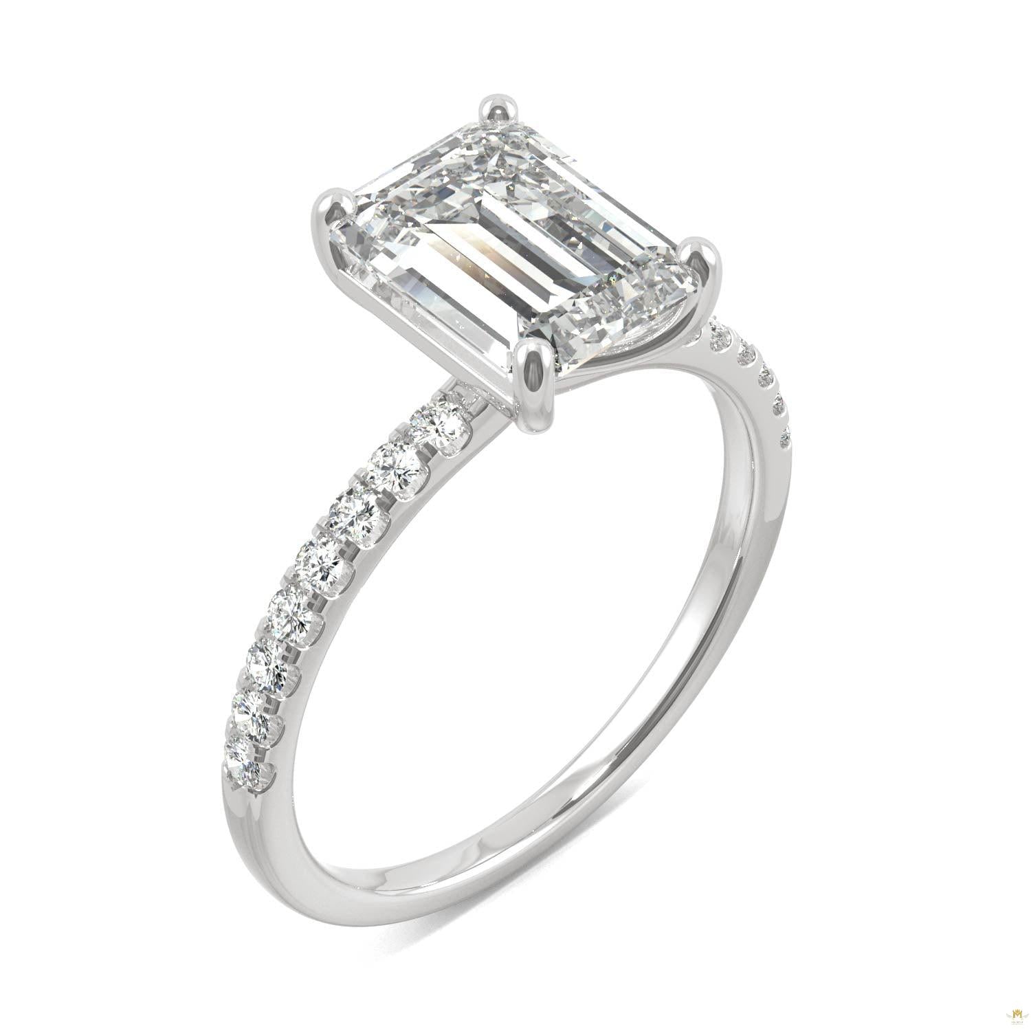 2.76 CTW   Emerald Moissanite Basket Ring in 14K White Gold