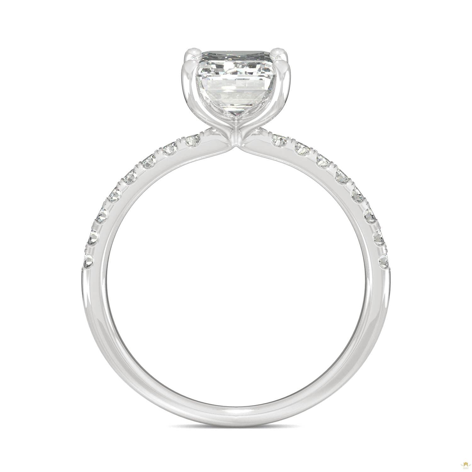 2.76 CTW   Emerald Moissanite Basket Ring in 14K White Gold