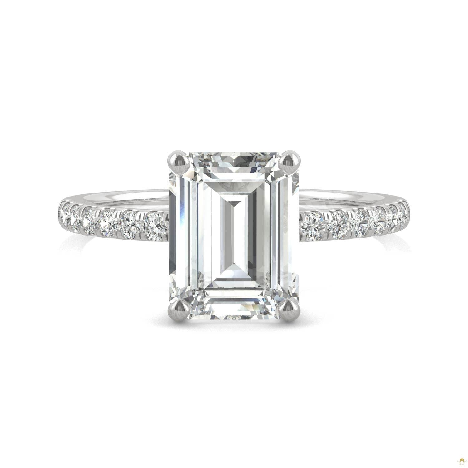 2.76 CTW   Emerald Moissanite Basket Ring in 14K White Gold