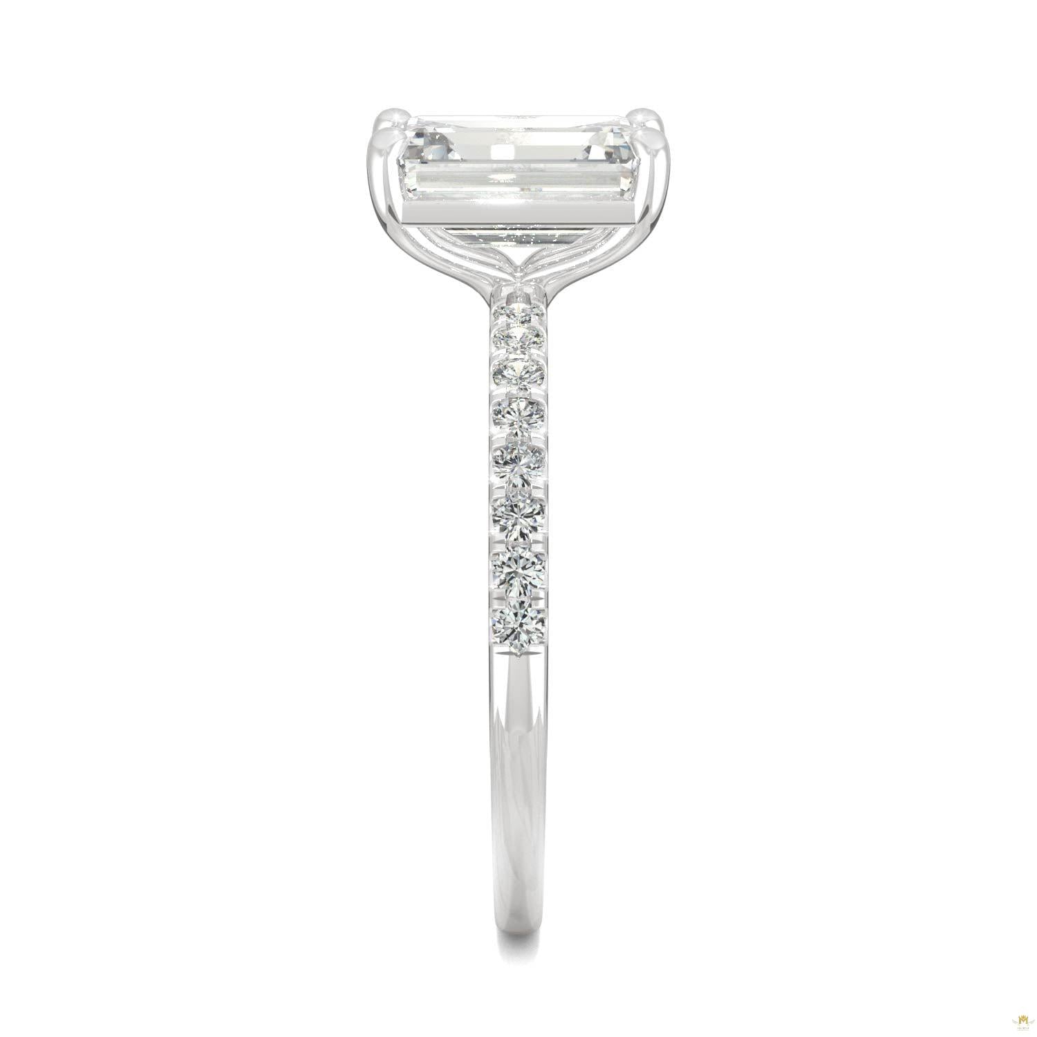 2.76 CTW   Emerald Moissanite Basket Ring in 14K White Gold