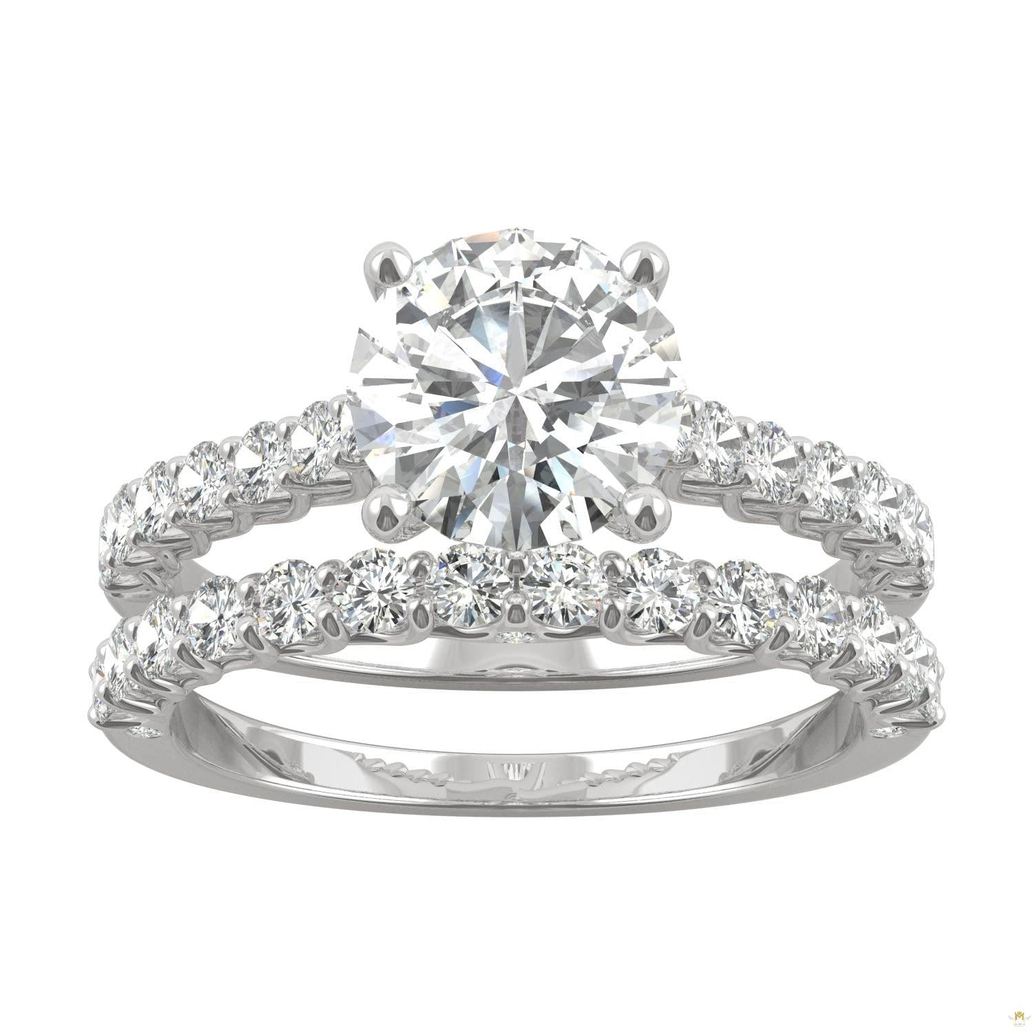 2.37 CTW   Round Moissanite Bridal Set in 14K White Gold