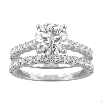 2.37 CTW   Round Moissanite Bridal Set in 14K White Gold