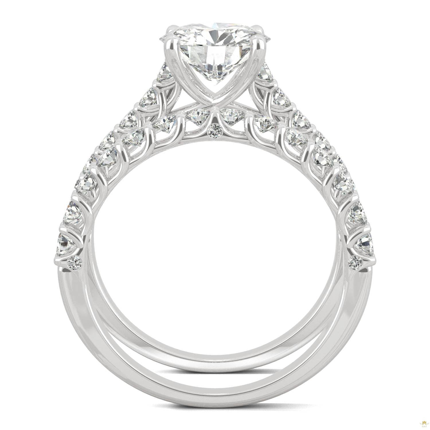 2.37 CTW   Round Moissanite Bridal Set in 14K White Gold