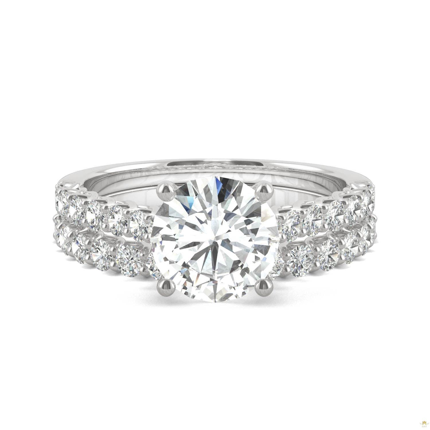 2.37 CTW   Round Moissanite Bridal Set in 14K White Gold