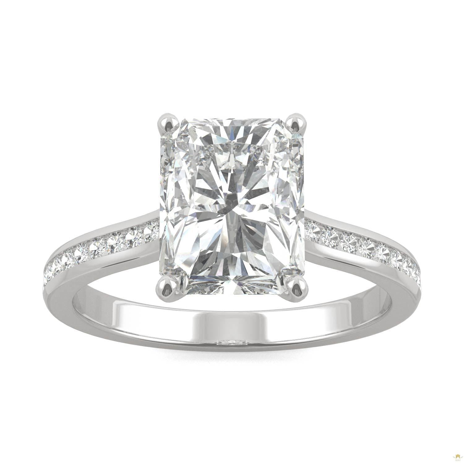 2.88 CTW   Radiant Moissanite Engagement Ring in 14K White Gold