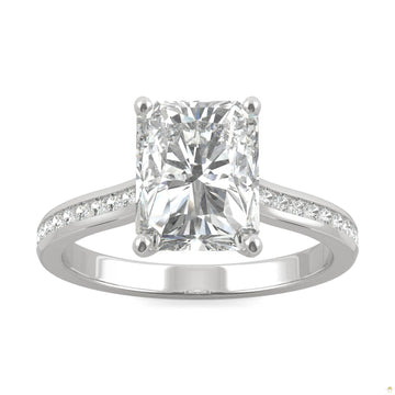 2.88 CTW   Radiant Moissanite Engagement Ring in 14K White Gold