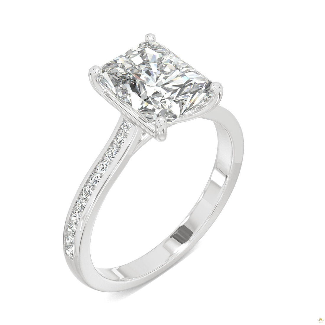 2.88 CTW   Radiant Moissanite Engagement Ring in 14K White Gold