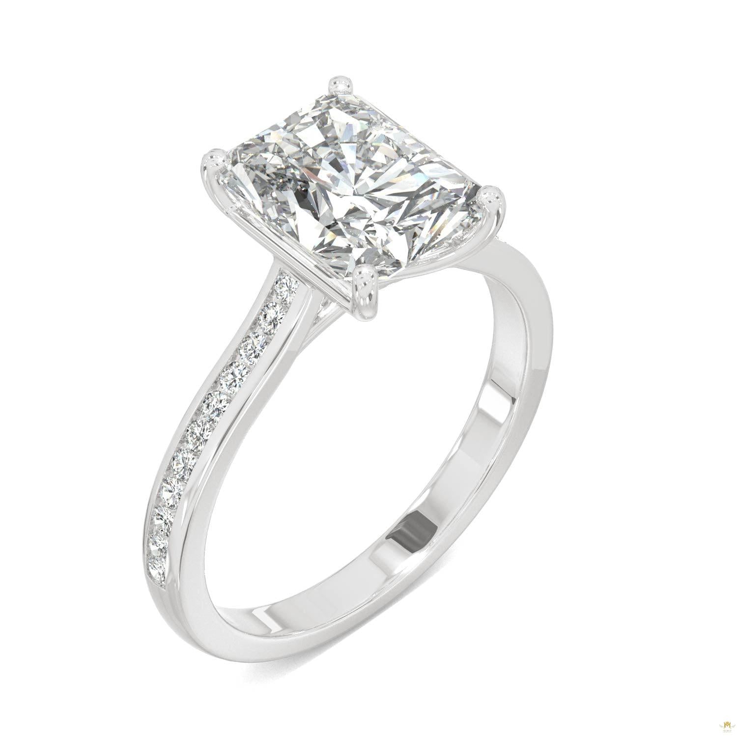 2.88 CTW   Radiant Moissanite Engagement Ring in 14K White Gold