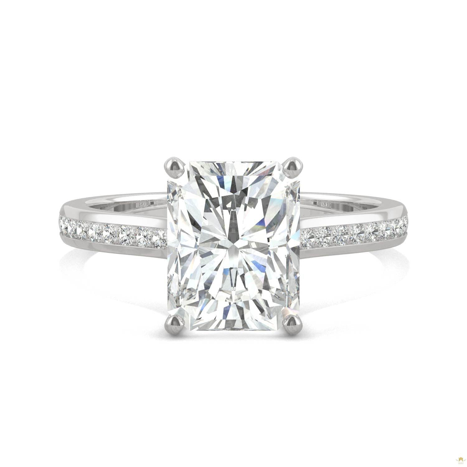 2.88 CTW   Radiant Moissanite Engagement Ring in 14K White Gold