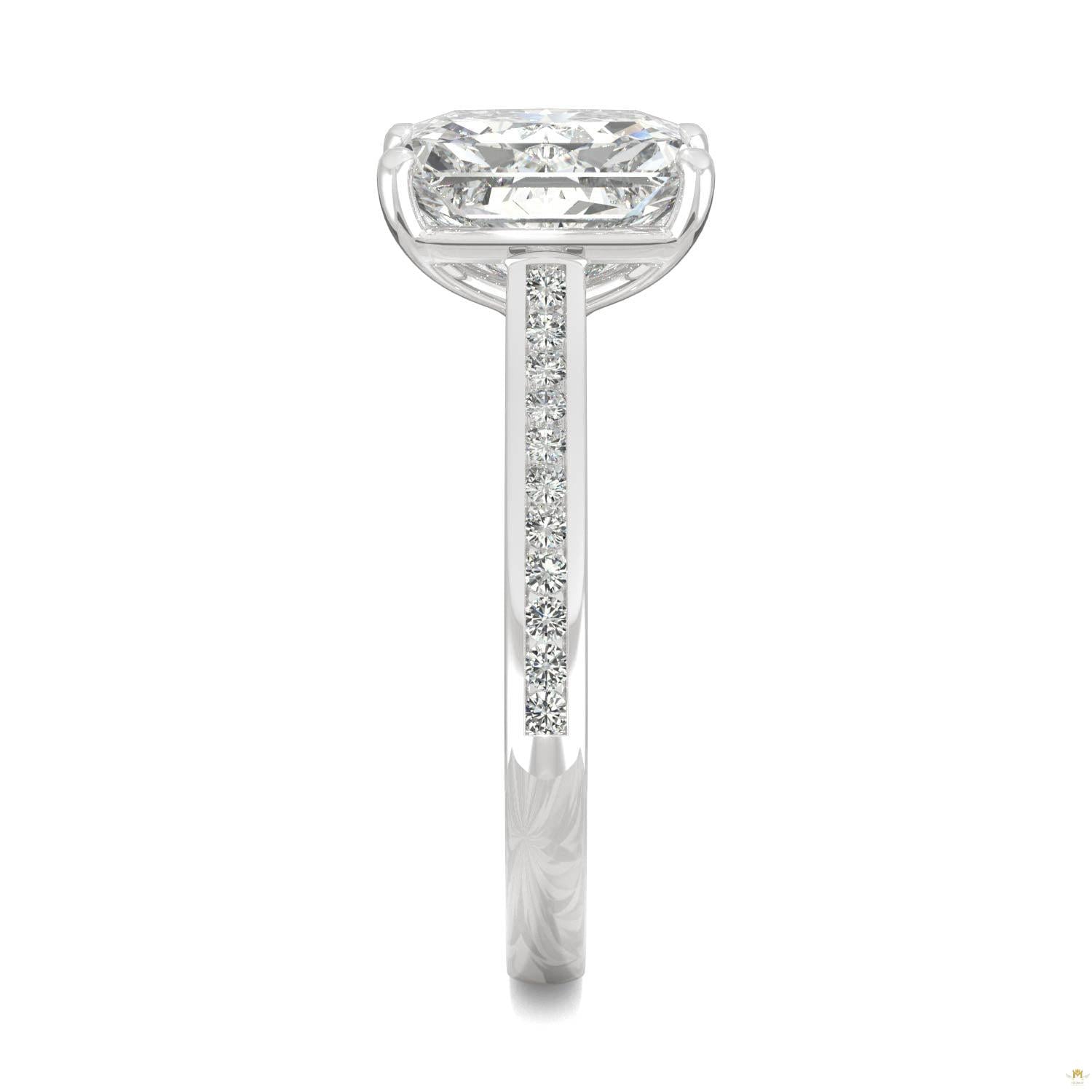 2.88 CTW   Radiant Moissanite Engagement Ring in 14K White Gold