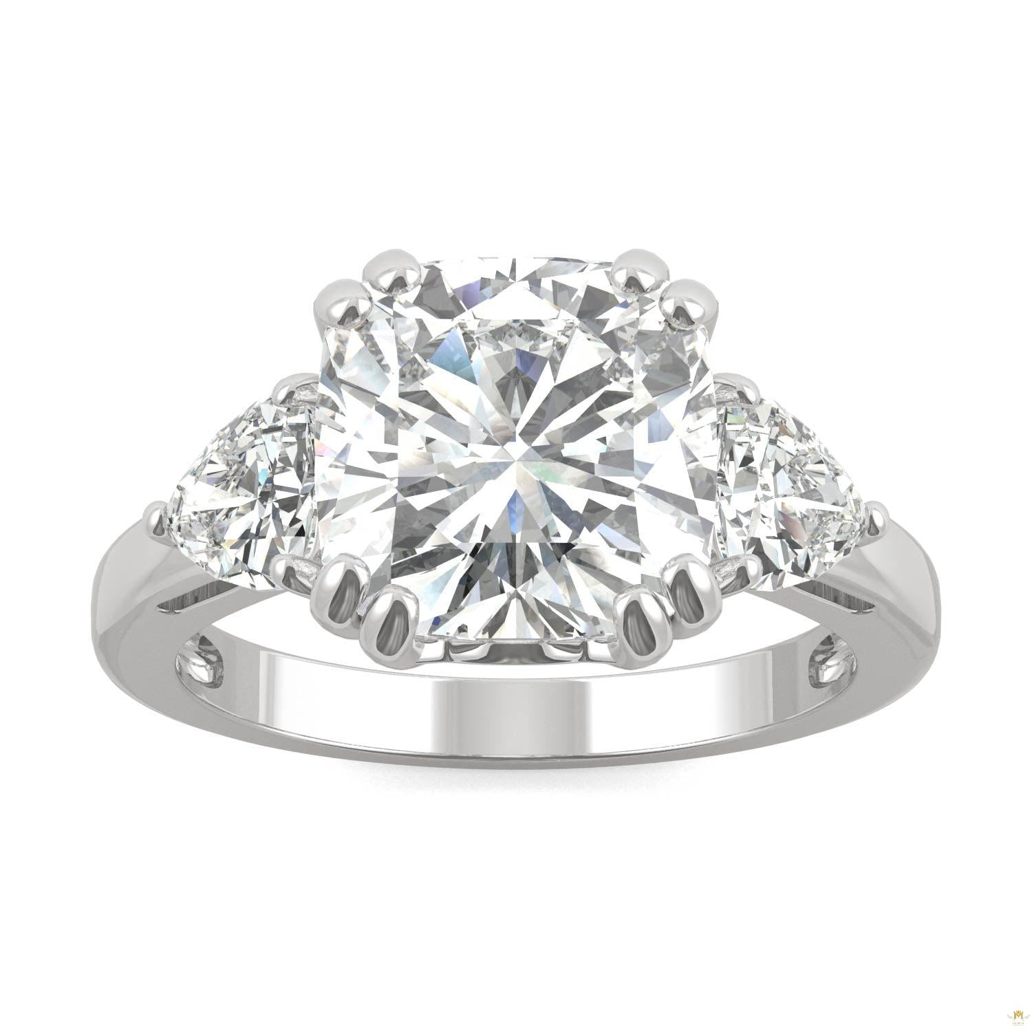 5.00 CTW   Cushion Moissanite Engagement Ring in 14K White Gold