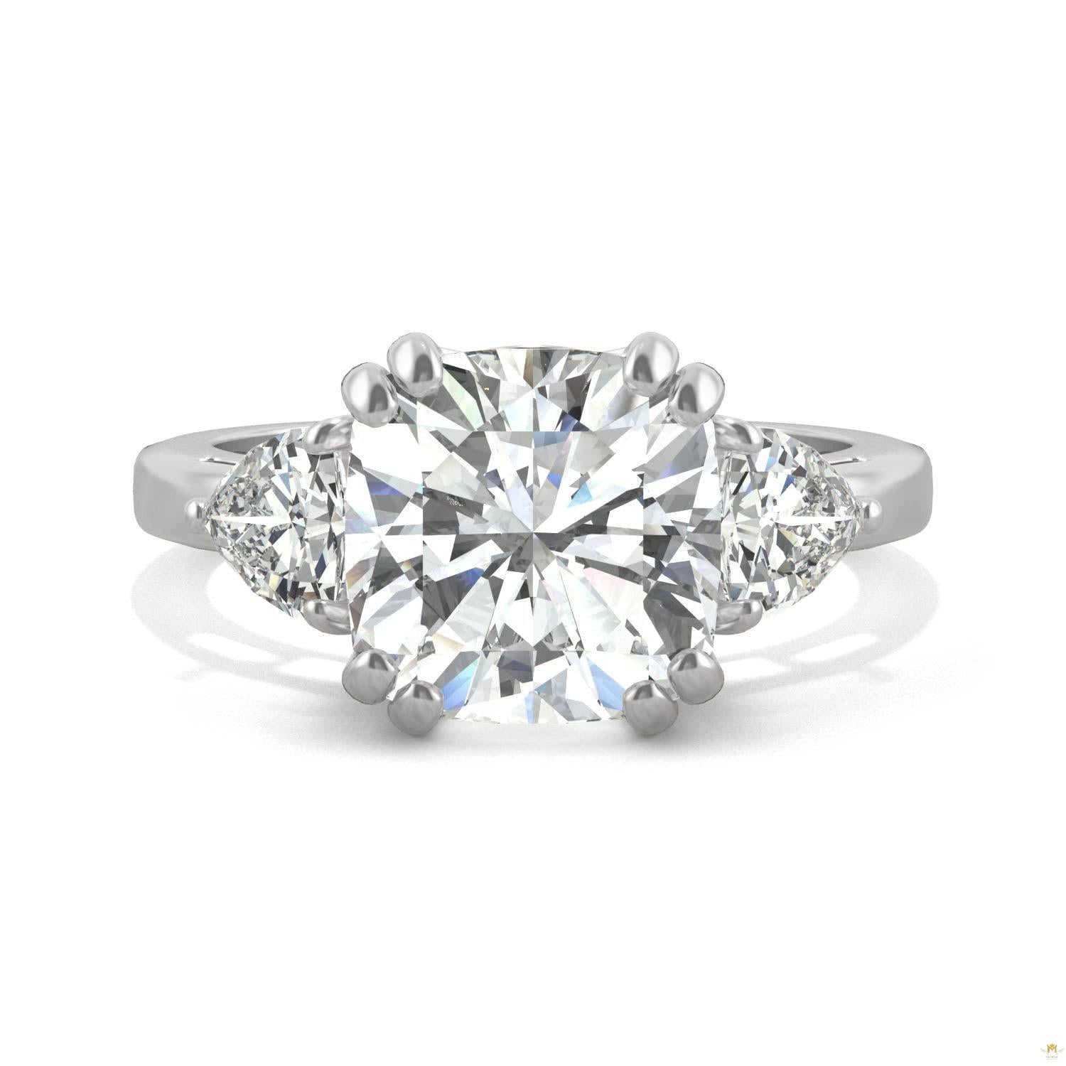 5.00 CTW   Cushion Moissanite Engagement Ring in 14K White Gold