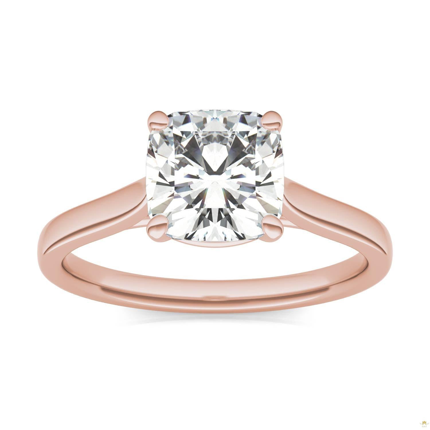 2.00 CTW   Cushion Moissanite Engagement Ring in 14K Rose Gold