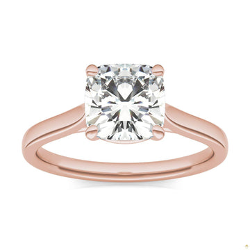 2.00 CTW   Cushion Moissanite Engagement Ring in 14K Rose Gold