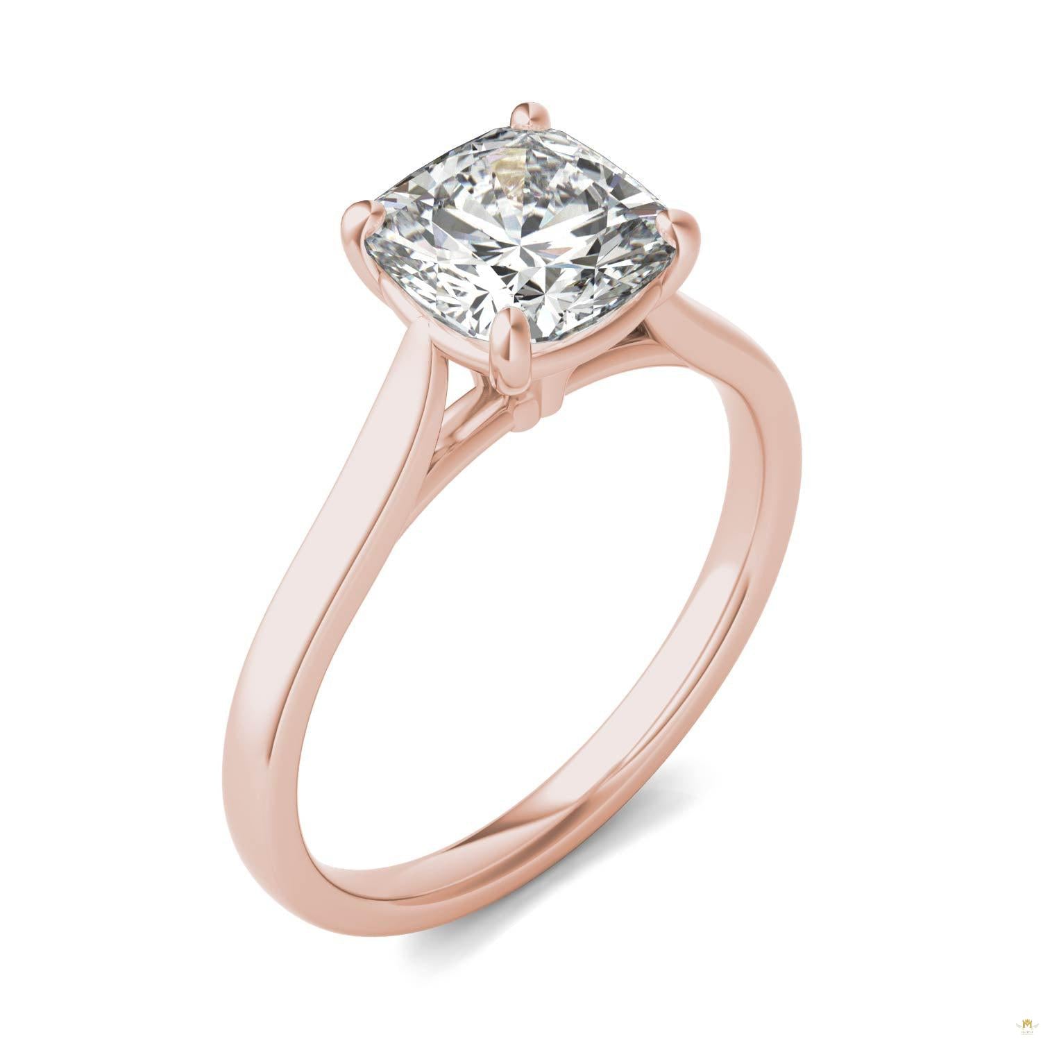 2.00 CTW   Cushion Moissanite Engagement Ring in 14K Rose Gold
