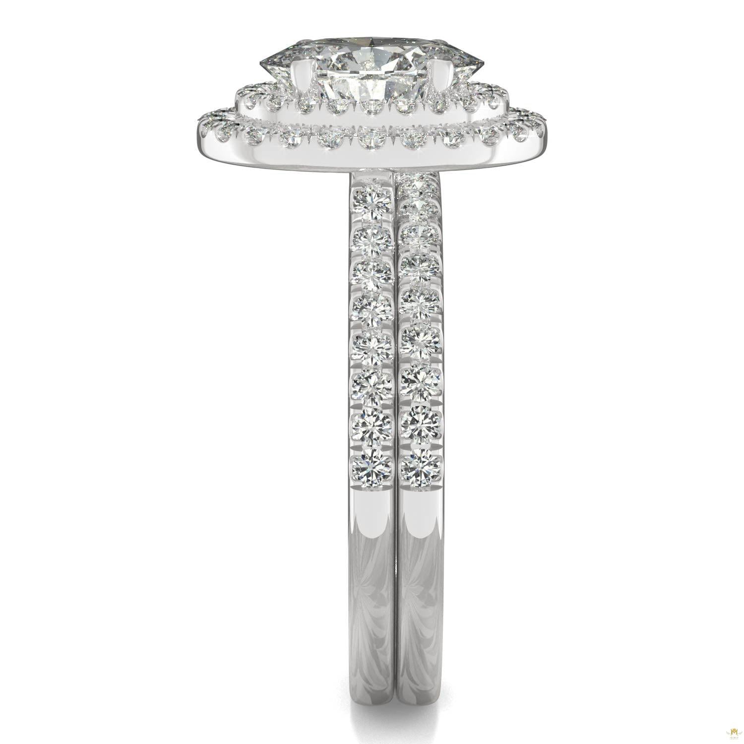 2.22 CTW   Oval Moissanite Halo Set in 14K White Gold