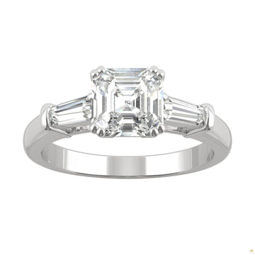 1.67 CTW   Asscher Moissanite Basket Ring in 14K White Gold