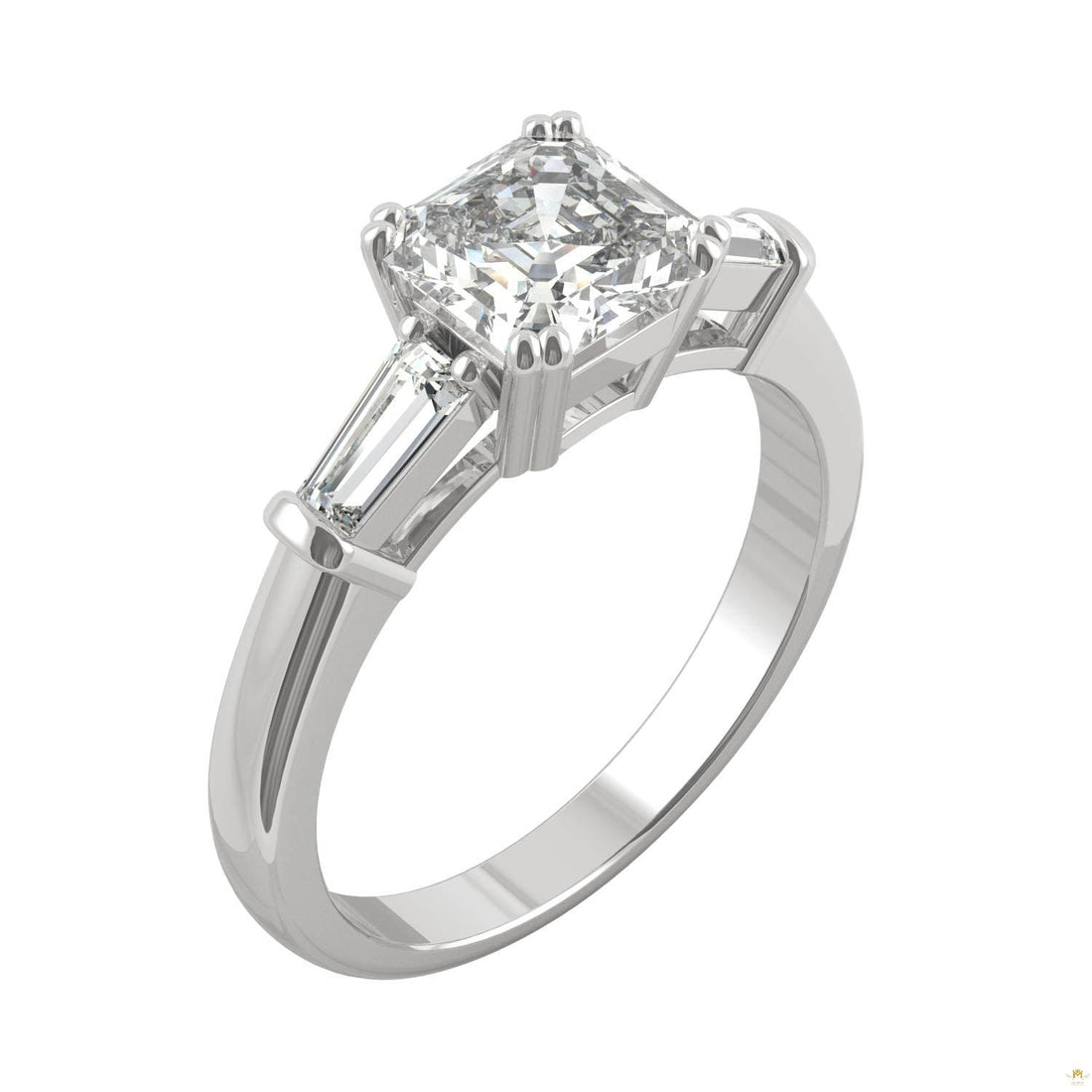 1.67 CTW   Asscher Moissanite Basket Ring in 14K White Gold