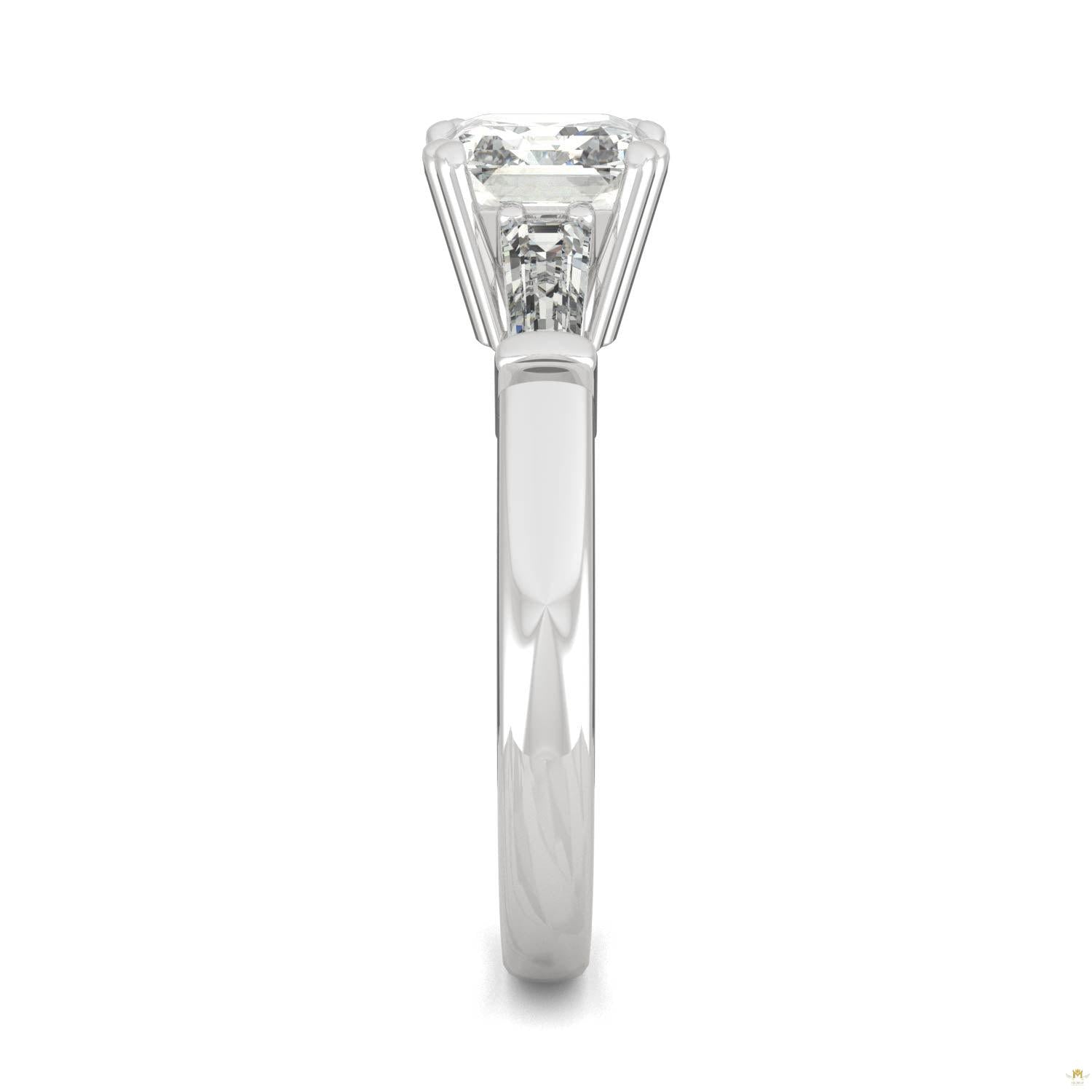 1.67 CTW   Asscher Moissanite Basket Ring in 14K White Gold