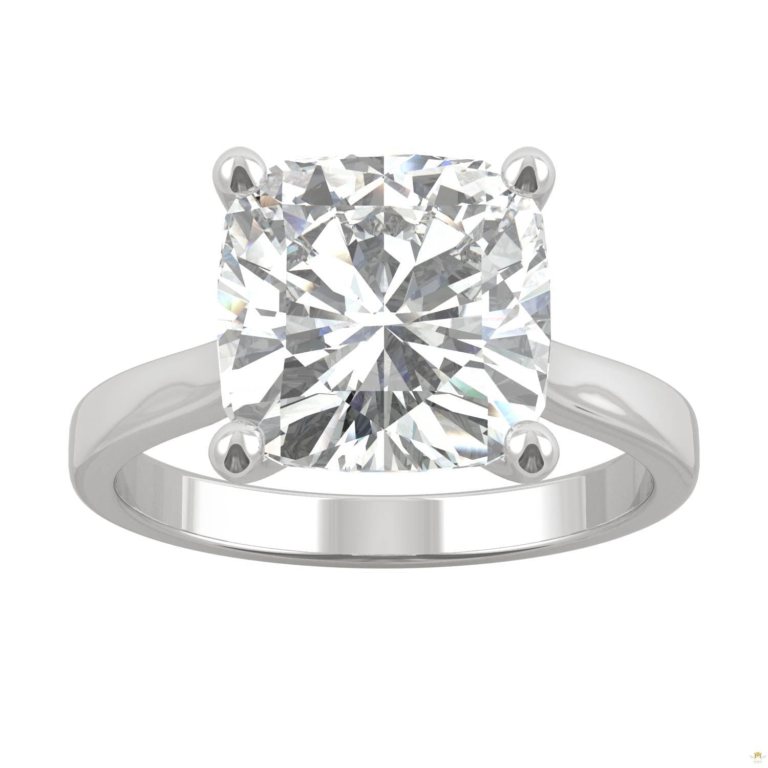 4.20 CTW   Cushion Moissanite Engagement Ring in 14K White Gold